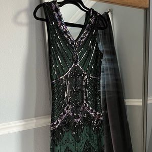 Roaring 20’s flapper dress in forest green size Small